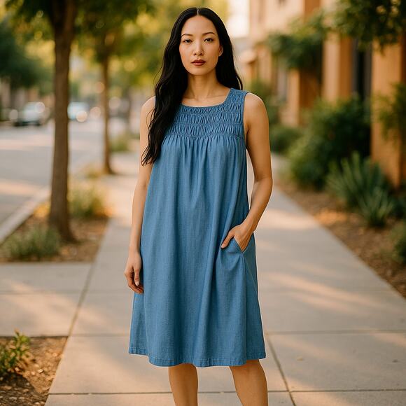 Alpha60 Mini Denim Dress Size XS Sleeveless 100% Cotton Pullover Style - Picture 1 of 9